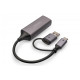 Karta sieciowa przewodowa USB 3.1 Typ C + USB A do 1x RJ45 2.5 Gigabit Ethernet 10/100/1000/2500Mbps