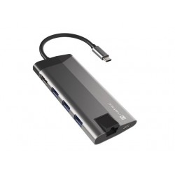 Stacja dokująca Multiport Fowler Plus USB-C PD, 3x USB 3.0, HDMI 4K, RJ45, SD, micro SD 