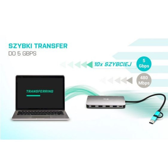 Stacja dokująca USB 3.0/USB-C/Thunderbolt 3x Display Metal Nano Dock LAN +Power Delivery 100W 