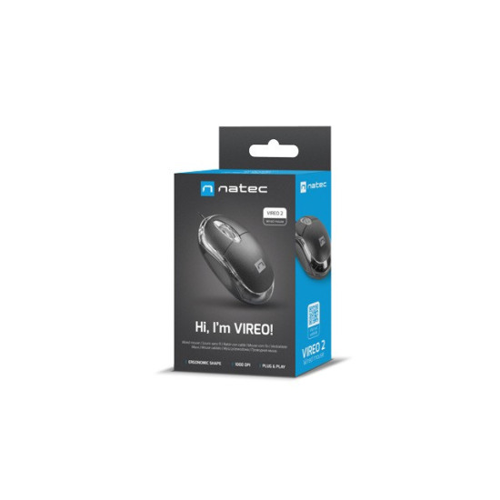 Mysz Vireo 2 1000 DPI optyczna USB Czarna 