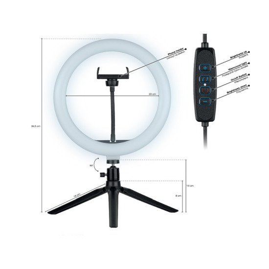 Lampa pierścieniowa Ring 26 cm z mini statywem 