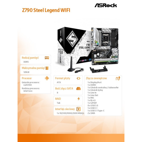 Płyta główna Z790 Steel Legend WIFI S1700 4DDR5 USB 3.2 ATX 