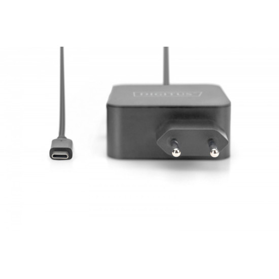 Ładowarka sieciowa zasilacz 1x USB-C PD 3.0 max. 65W zintegrowany kabel 1,2m Czarna