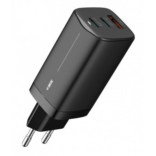 Ładowarka sieciowa ILUC65B czarna GaN 65W USB -C