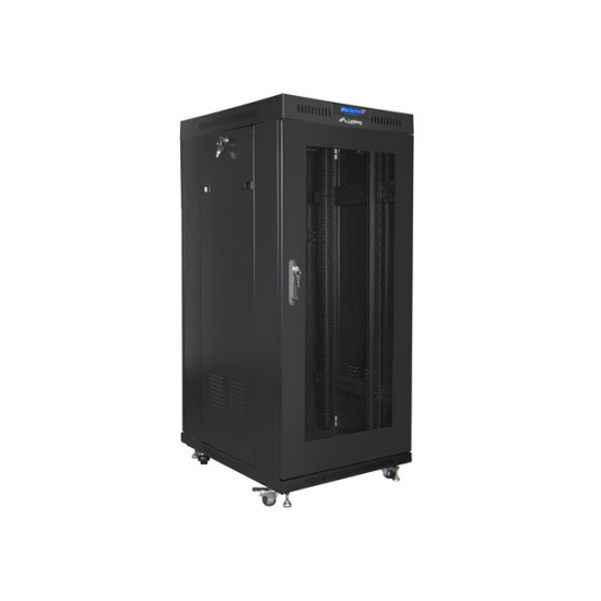 Szafa instalacyjna rack stojąca 19 cali 22U 800X800 czarna dzrwi perforowane LCD