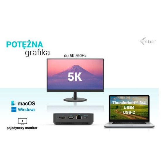Stacja dokująca USB-C HDMI Dual DP Docking Station Power Delivery 100 W + i-tec Universal Charger 100 W 