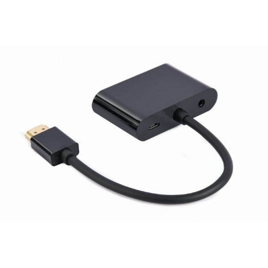 Adapter HDMI męski do HDMI żeński + VGA żeński z audio i dodatkowym portem zasilania