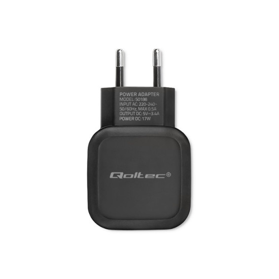 Ładowarka sieciowa 17W | 5V | 3.4A | 2xUSB + kabel USB typC