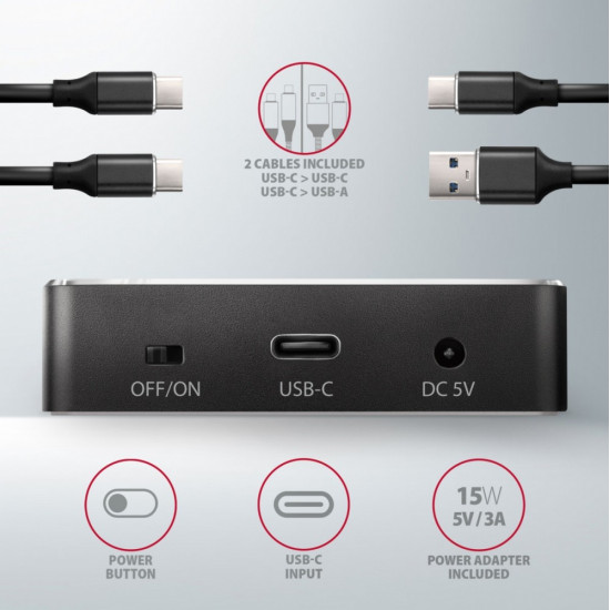 ADSA-M2C Stacja dokująca, USB-C 3.2 Gen 2 - 2x M.2 NVMe SSD CLONE MASTER
