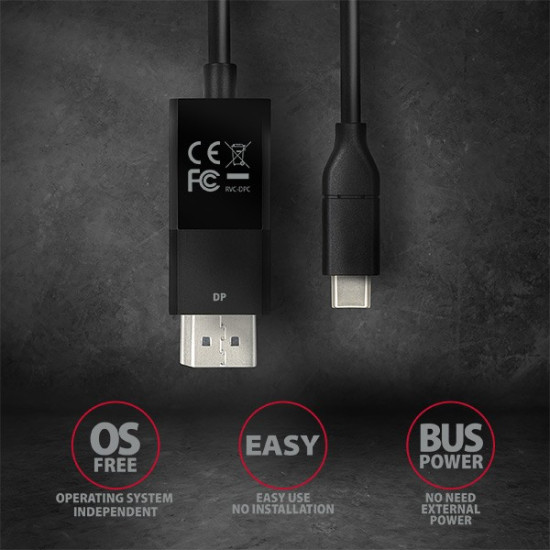 RVC-DPC Konwerter/kabel USB-C -> DisplayPort 1,8m, 4K/60HZ