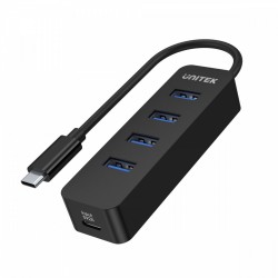 HUB USB-C; 4x USB-A 3.1; Aktywny; 10W; H1117B 