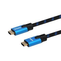 Kabel HDMI (M) v2.1, 1,8m, 8K, miedź, niebiesko-czarny, złote końcówki, ethernet/3D, CL-142