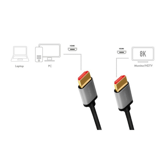 Kabel HDMI 2.1 8K/60Hz  aluminiowy 3m 
