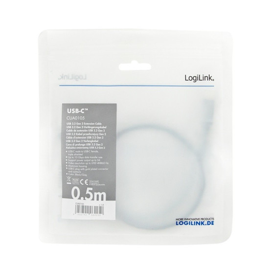 Kabel USB-C M/F,4K/60Hz aluminiowy 0.5m 