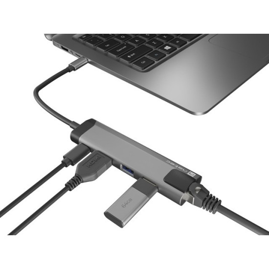 Stacja dokująca Multi Port Fowler Go USB-C - Hub 2x USB 3.0, HDMI 4K, USB-C PD, RJ45 