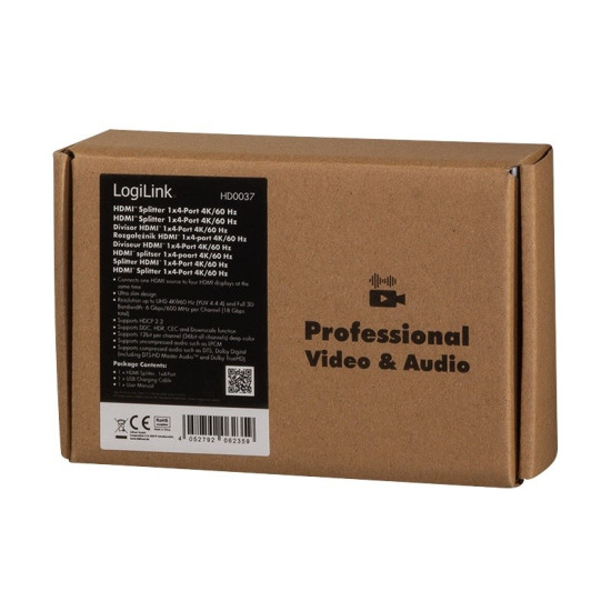 Splitter 4xHDMI 4K, 60Hz 