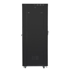 Szafa rack stojąca 19 cali 27U 800x1200 czarna drzwi perforowane LCD FLAT PACK 
