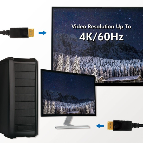 Kabel DisplayPort M/M 4K/60Hz, 3m Czarny 