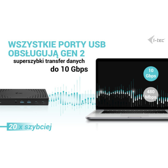 Stacja dokująca USB 3.0 / USB-C / Thunderbolt, 3 x 4K Gen 2 + zasilanie 100 W