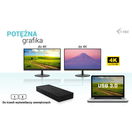 Stacja dokująca USB 3.0 / USB-C / Thunderbolt, 3 x 4K Gen 2 + zasilanie 100 W