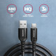 BUCM-AM10AB Kabel USB-C  USB-A, 1.0m USB 2.0, 3A, ALU, oplot Czarny