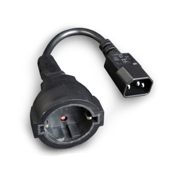 Adapter zasilania IEC320 C14->SCHUKO(F) 15 cm 