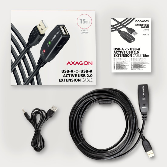 Kabel ADR-215 USB 2.0 A-M -> A-F aktywny kabel przedłużacz/wzmacniacz 15m
