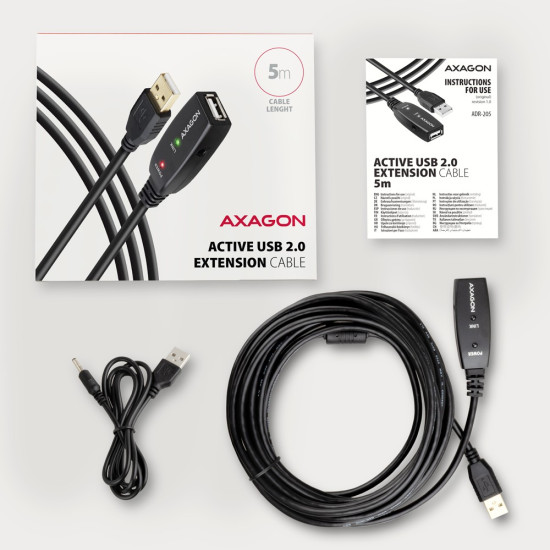 Kabel ADR-205 USB 2.0 A-M -> A-F aktywny kabel przedłużacz/wzmacniacz 5m
