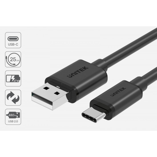 Kabel USB-C - USB-A 2.0; 1.5m; M/M; C14067BK 