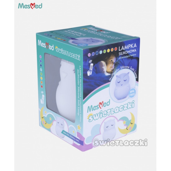 Lampka silikonowa nocna MM013 Sówka z pilotem
