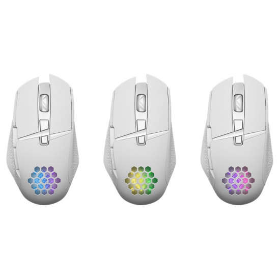 Mysz gamingowa bezprzewodowa Glory GM-514 RGB 7P 1200/2400/3200 DPI Biała 