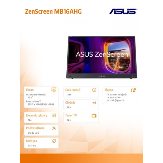 Monitor 16 cali MB16AHG IPS mHDMI/2*USB-C/144Hz