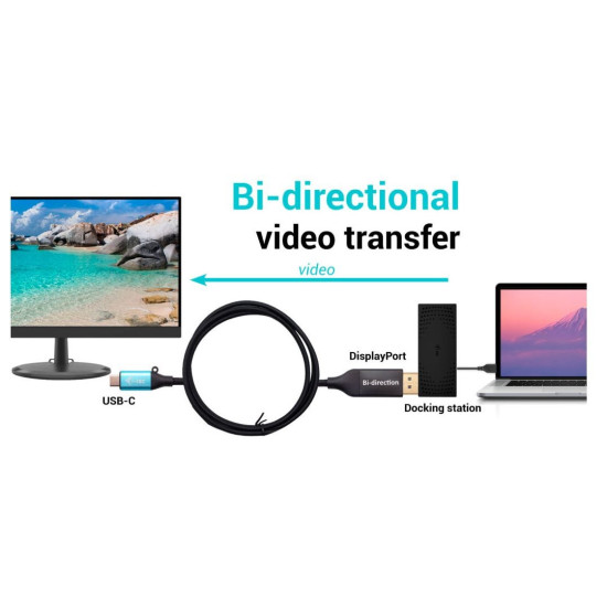 Adapter USB-C DisplayPort Bi-Directional 8K/30Hz 150cm 