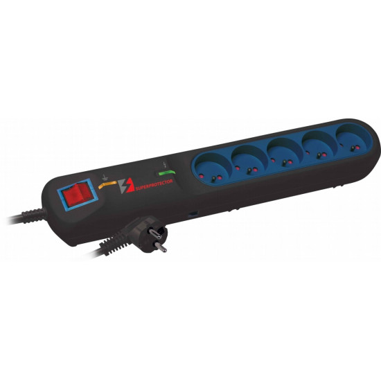 Listwa przeciwprzepięciowa LFT-2005, 3L EMI/RFI, 5,0m, czarna  