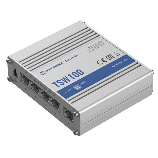 Przełącznik przemysłowy TSW100 4xPoE+, 5xGigabit