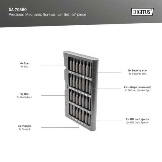 Zestaw narzędzi 57 częściowy śrubokręt/wkrętak