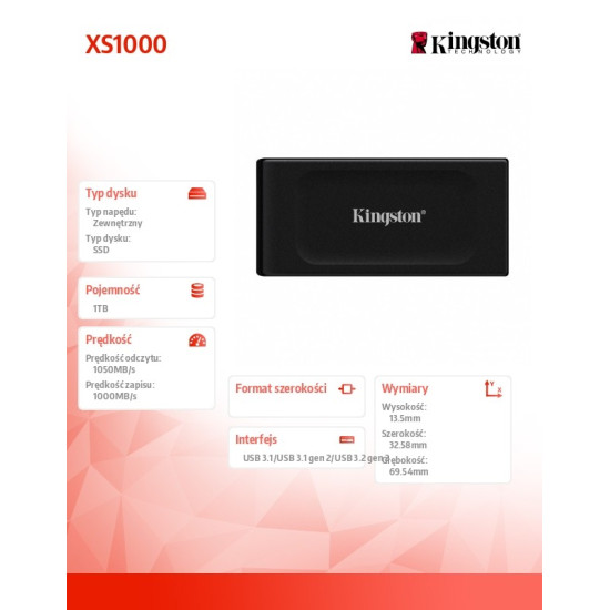 Dysk SSD XS1000 1TB USB3.2 Gen2 Zewnętrzny 