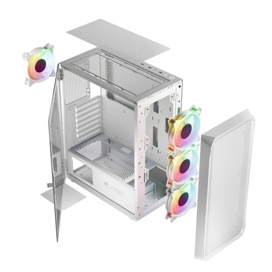Obudowa Komputerowa Logic Portos ARGB Midi USB 3.0 Biała 