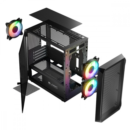 Obudowa Komputerowa Logic Portos ARGB Mini USB 3.0 Czarna 