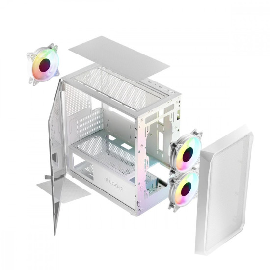 Obudowa Komputerowa Logic Portos ARGB Mini USB 3.0 Biała 