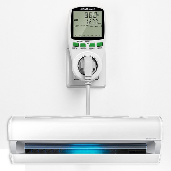 Watomierz Licznik zużycia energii PM0627 z historią pomiaru |     3680W | 16A | LCD 