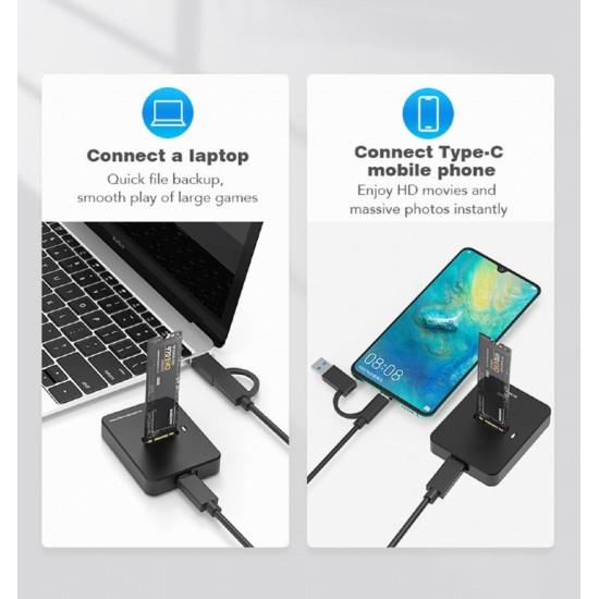 Stacja dokujaca dysków M.2 SATA i NVME USB-C 