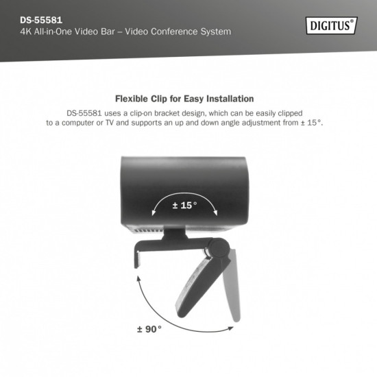 System wideokonferencji 4K ePTZ szeroki kąt 90° Sensor 3.0' 8MP Hi-Fi, 2 mikrofony, pilot 