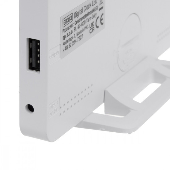 Zegar z alarmem i funkcją termometru GB383 Biały 