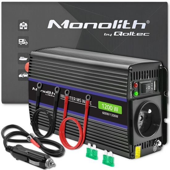Przetwornica napięcia Monolith 1200 MS Wave | 12V na 230V |      600/1200W | USB 