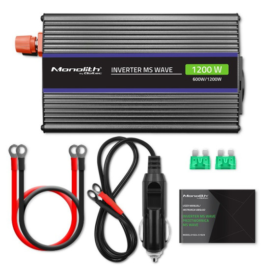 Przetwornica napięcia Monolith 1200 MS Wave | 12V na 230V |      600/1200W | USB 