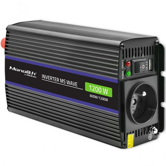 Przetwornica napięcia Monolith 1200 MS Wave | 12V na 230V |      600/1200W | USB 