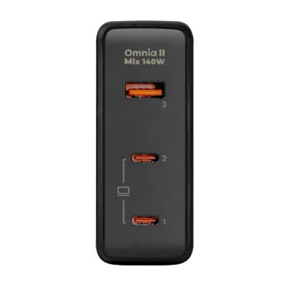 PA-B7O Omnia II GaN ładowarka sieciowa 3xUSB (2xUSB C+1xUSBA) 140W PD3.1 PPS EU/US/UK