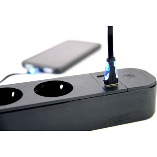 Inteligentna listwa Tuya 4xDE 2xUSB-A 1xUSB-C Czarna 