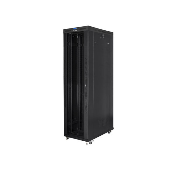 Szafa stojąca Rack 19 cali 47U 800x1200mm, drzwi szklane LCD (FLAT PACK) czarna